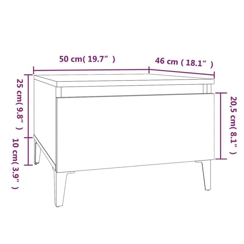 Table d'appoint table basse avec tiroir 50 x 46 x 35 cm en bois d'ingénierie marron DEC032390