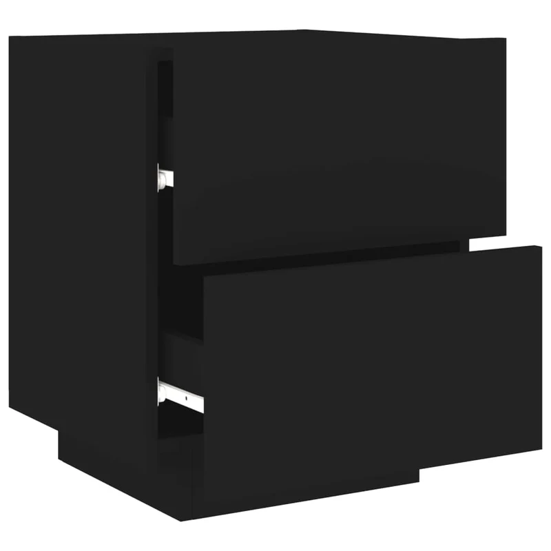 Lot de 2 tables de chevet avec tiroirs et LED 45 x 40 x 55 cm en bois d'ingénierie noir DEC032859