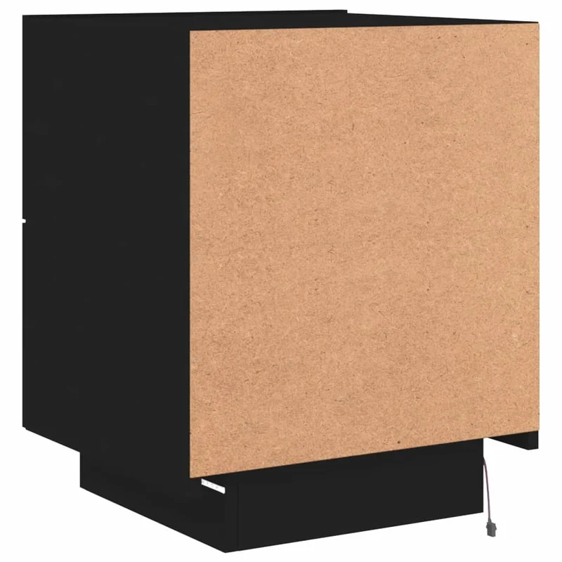 Lot de 2 tables de chevet avec tiroirs et LED 45 x 40 x 55 cm en bois d'ingénierie noir DEC032859