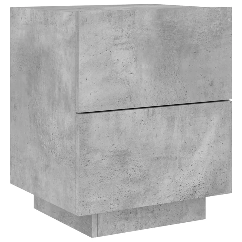 Lot de 2 tables de chevet avec tiroirs et LED 45 x 40 x 55 cm en bois d'ingénierie couleur gris béton DEC032857