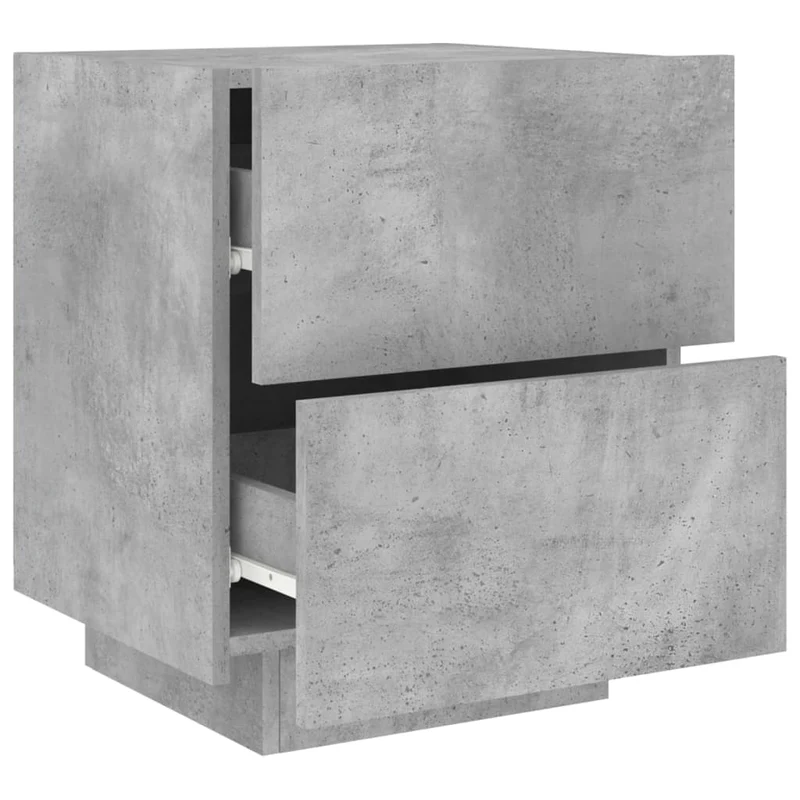 Lot de 2 tables de chevet avec tiroirs et LED 45 x 40 x 55 cm en bois d'ingénierie couleur gris béton DEC032857