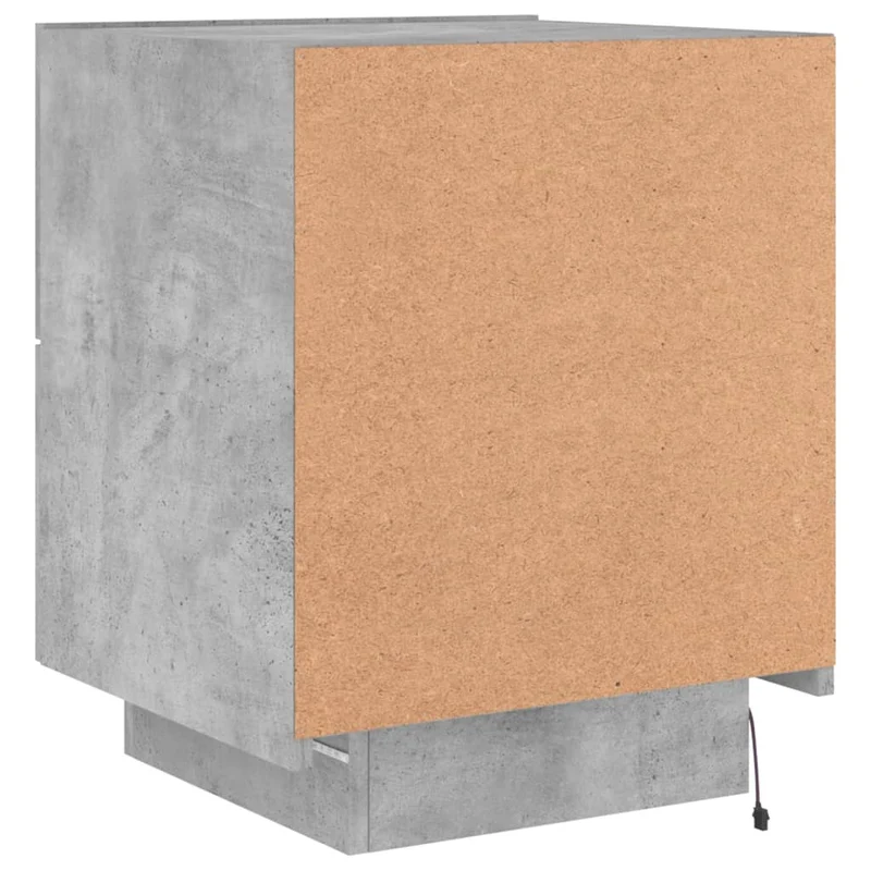 Lot de 2 tables de chevet avec tiroirs et LED 45 x 40 x 55 cm en bois d'ingénierie couleur gris béton DEC032857