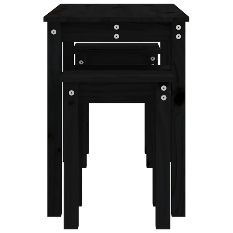 Lot de 3 tables d'appoint gigognes en bois de pin noir DEC032734
