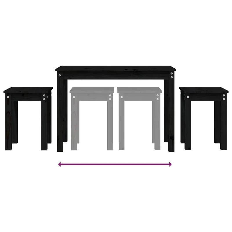Lot de 3 tables d'appoint gigognes en bois de pin noir DEC032734