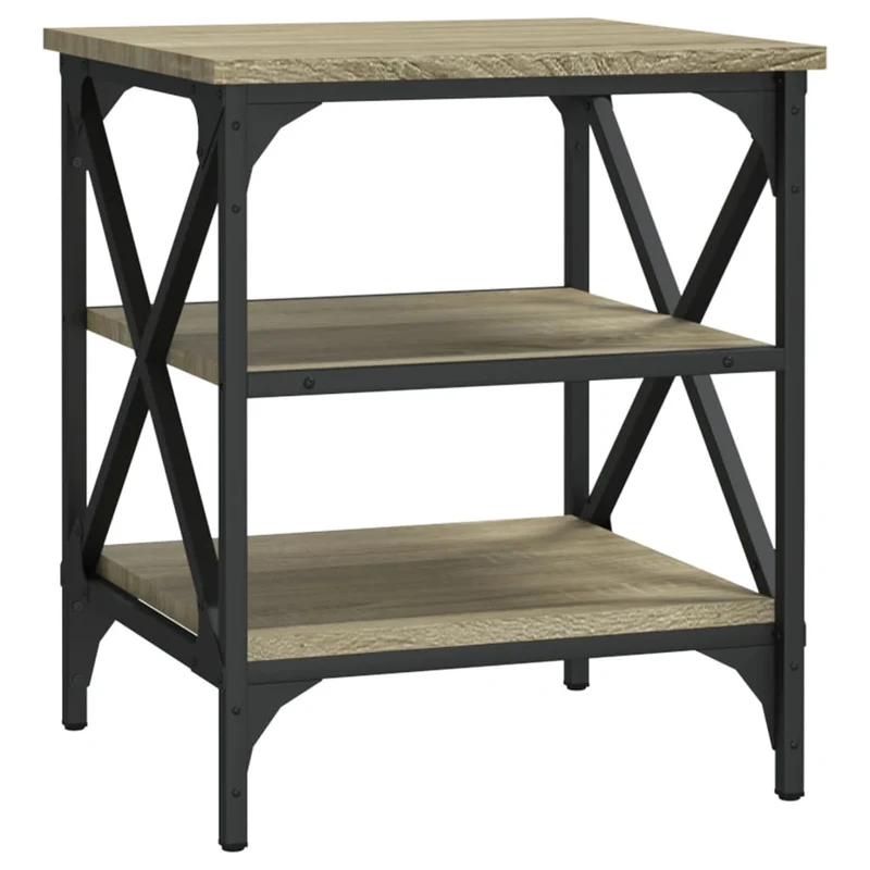 Lot de 2 tables d'appoint avec étagères 40 x 42 x 50 cm bois ingénierie et acier DEC032628