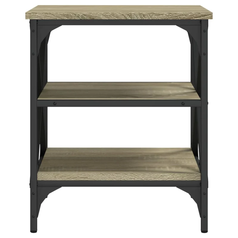Lot de 2 tables d'appoint avec étagères 40 x 42 x 50 cm bois ingénierie et acier DEC032628