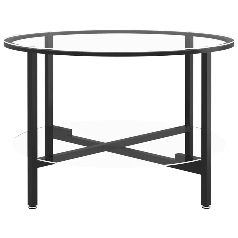Table basse table d'appoint 70 cm verre trempé noir et fer DEC032586