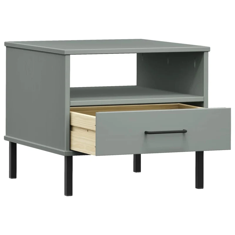 Table de chevet avec tiroir et compartiment 50 x 50 x 45 cm en bois de pin gris DEC032560