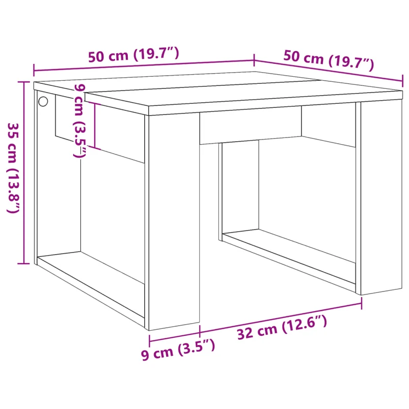 Table d'appoint table basse 50 x 50 x 35 cm bois d'ingénierie marron DEC032546