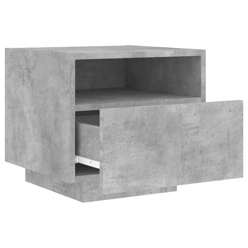 Lot de 2 tables de chevet avec tiroir et LED RVB en bois d'ingénierie couleur gris béton DEC032833