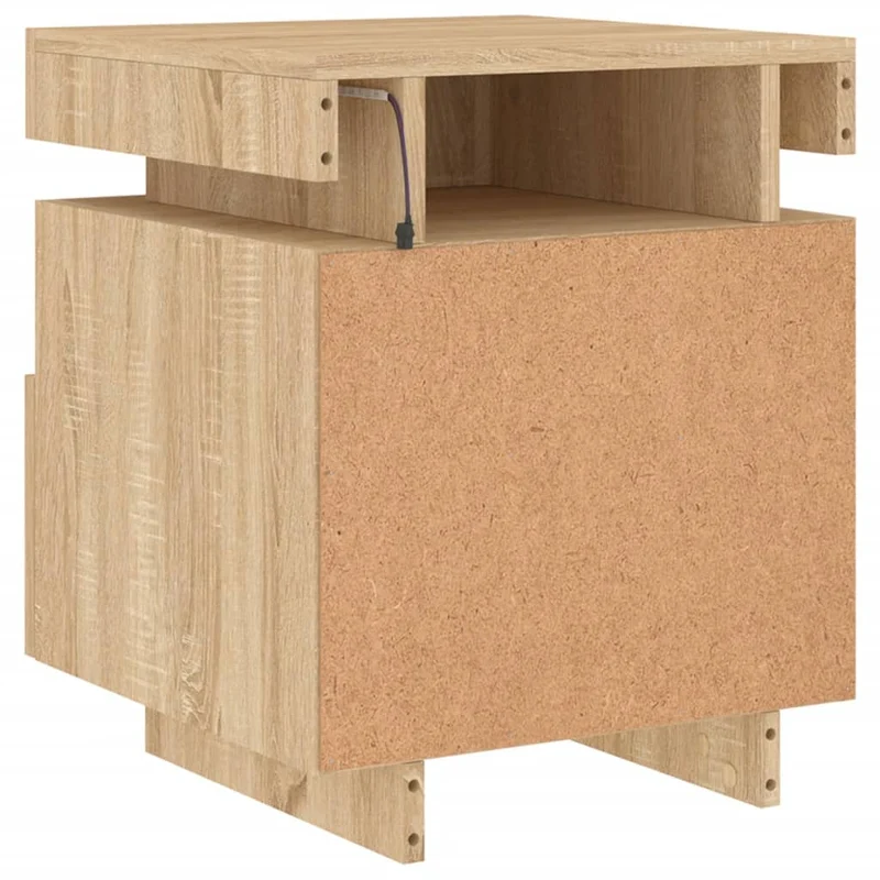 Table de chevet avec tiroir et LED 40 x 39 x 48,5 cm en bois d'ingénierie couleur chêne DEC032831