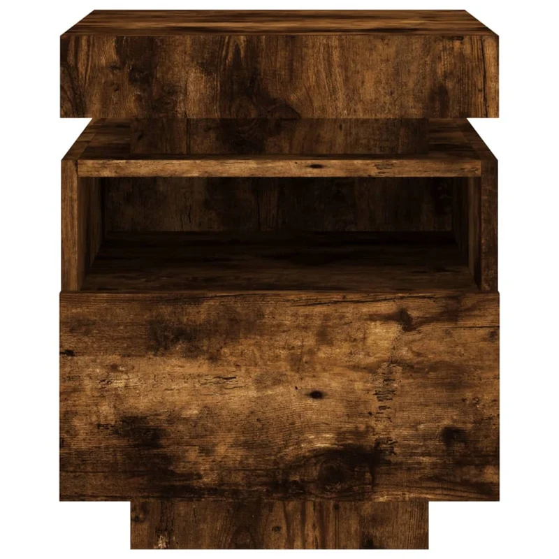 Lot de 2 tables de chevet avec tiroir et LED 40 x 39 x 48,5 cm en bois d'ingénierie marron DEC032826