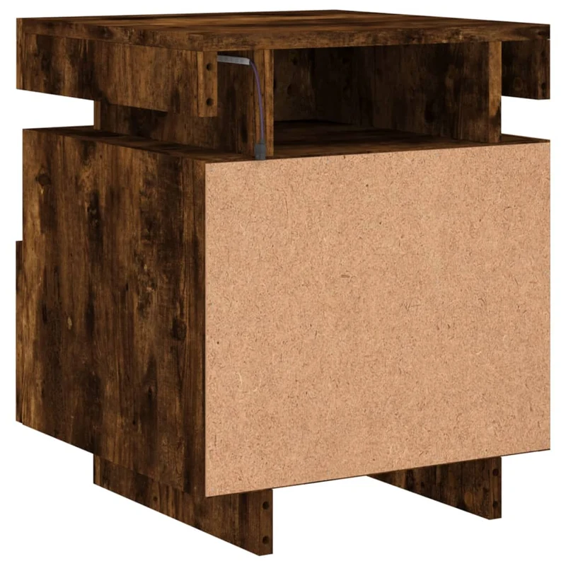Lot de 2 tables de chevet avec tiroir et LED 40 x 39 x 48,5 cm en bois d'ingénierie marron DEC032826