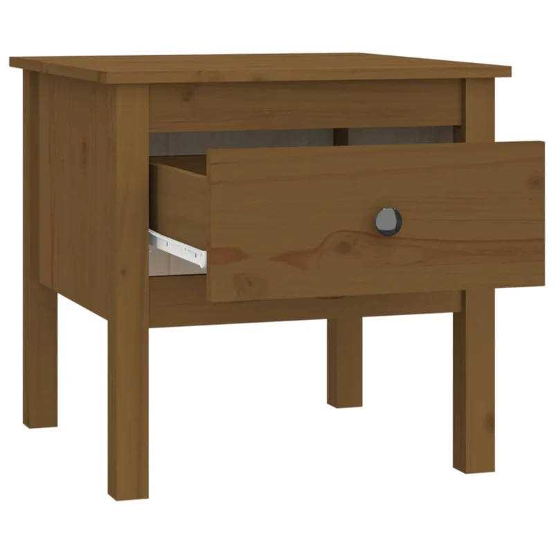 Lot de 2 tables d'appoint avec tiroir cehvets 50 x 50 x 49cm bois de pin marron miel DEC032656