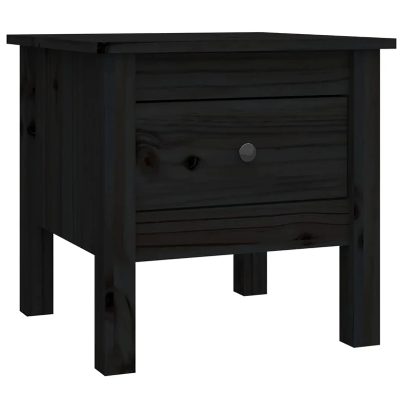 Tables d'appoint chevet avec tiroir 40 x 40 x 39 cm bois massif de pin noir DEC032640