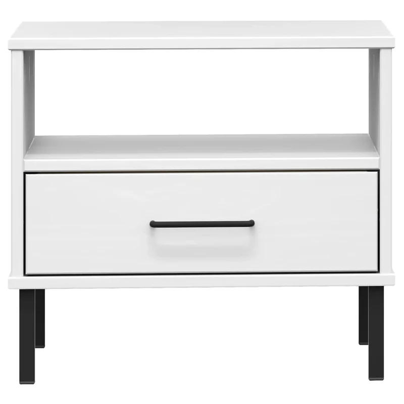 Table de chevet avec tiroir et compartiment en bois de pin blanc DEC032559