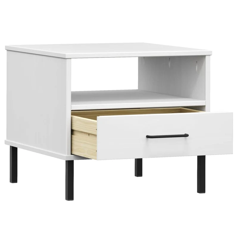 Table de chevet avec tiroir et compartiment en bois de pin blanc DEC032559