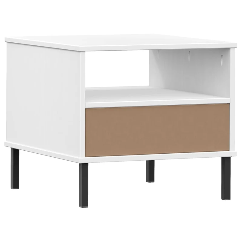 Table de chevet avec tiroir et compartiment en bois de pin blanc DEC032559