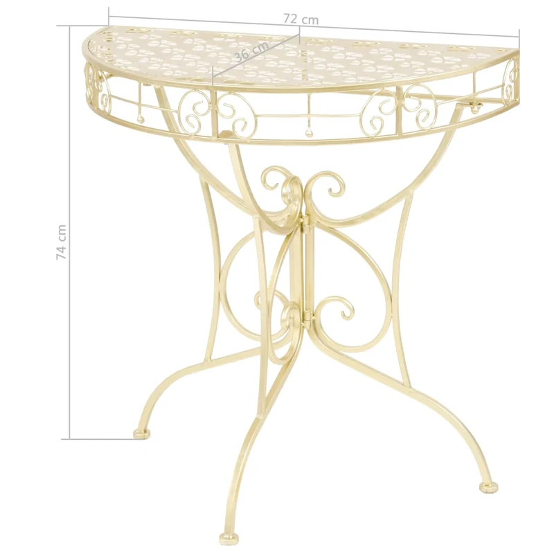 Table d'appoint plateau demi-rond 72 x 36 x 74 cm en métal doré DEC032548
