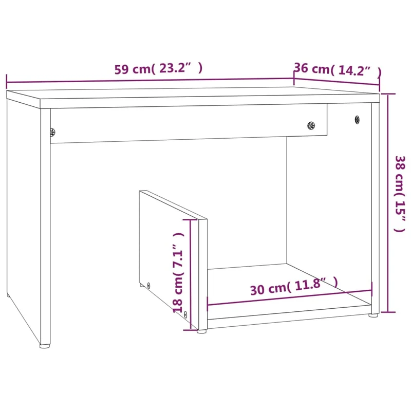 Table d'appoint bout de canapé 59 x 36 x 38 cm bois d'ingénierie gris DEC032538
