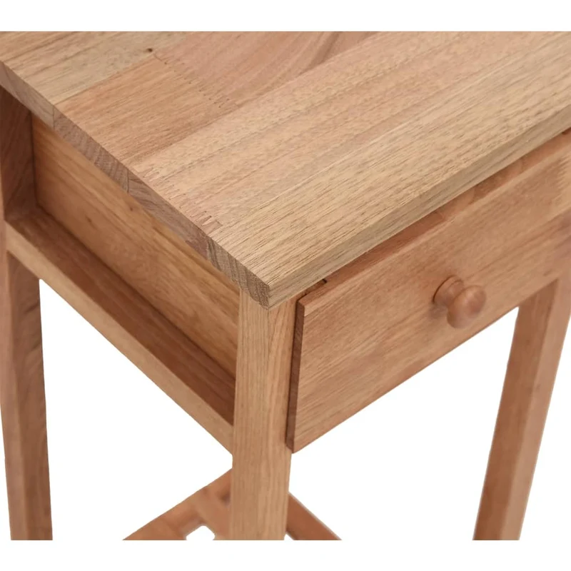 Table d'appoint support plante avec tiroir et étagère 25 x 25 x 60 cm bois massif de noyer DEC032340