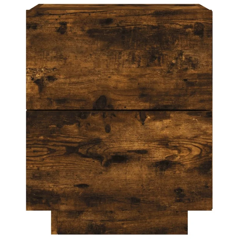 Table de chevet avec tiroirs et lumières LED RVB bois d'ingénierie marron DEC032790