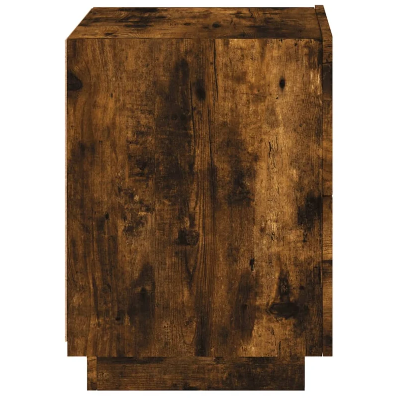 Table de chevet avec tiroirs et lumières LED RVB bois d'ingénierie marron DEC032790