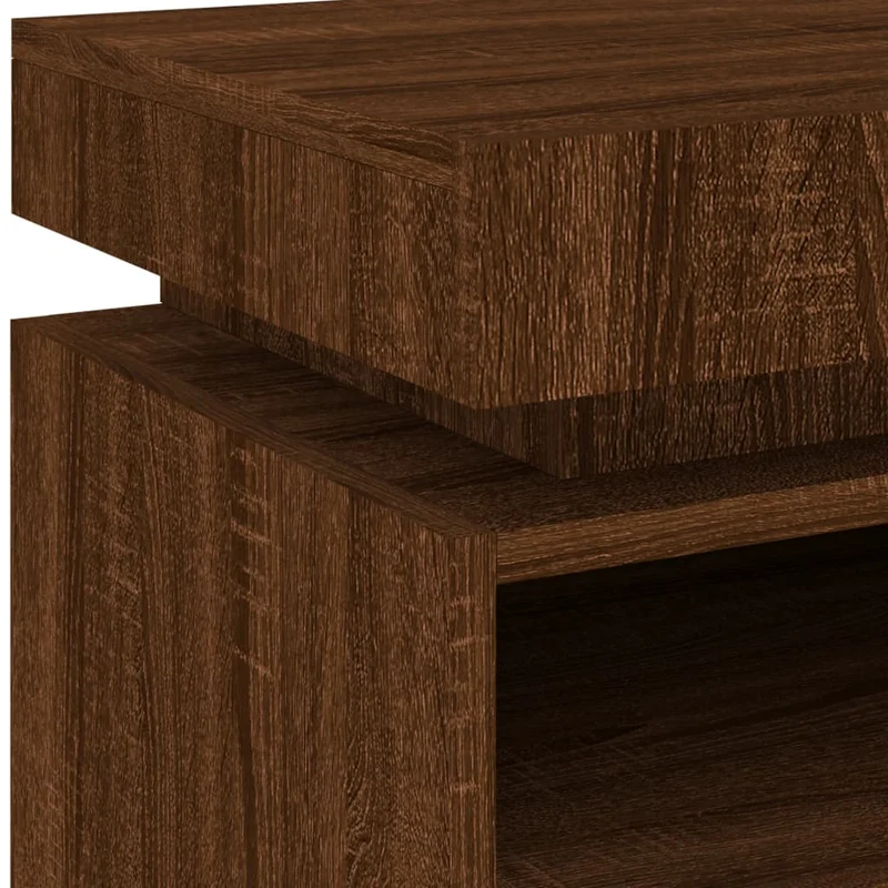 Table de chevet avec tiroir lumières LED RVB 40 x 39 x 48,5 cm bois d'ingénierie marron DEC032771