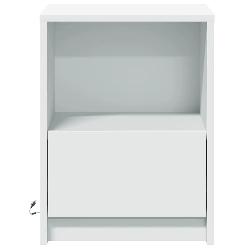 Table de chevet avec tiroir et LED RVB 38 x 34 x 50 cm bois d'ingénierie blanc DEC032766