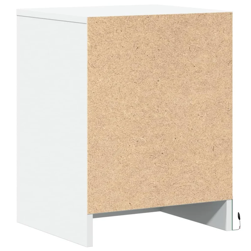 Table de chevet avec tiroir et LED RVB 38 x 34 x 50 cm bois d'ingénierie blanc DEC032766