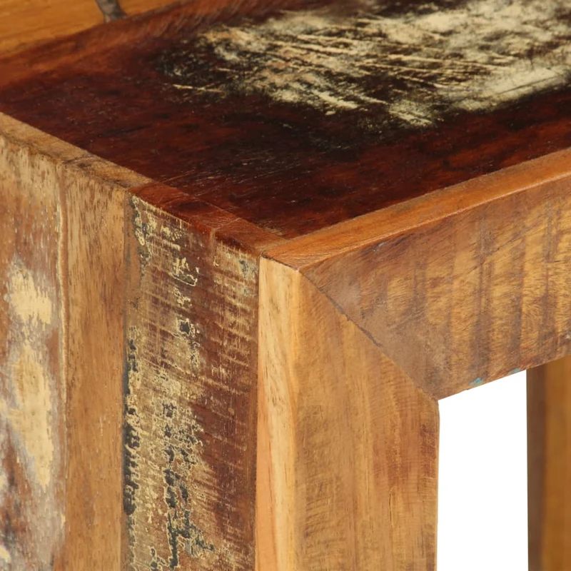 Meuble d'appoint support de plante bout de canapé 40 x 30 x 40 cm bois de récupération effet vieilli DEC032751