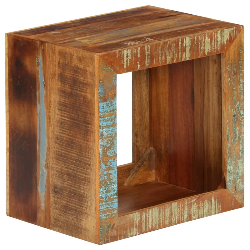 Meuble d'appoint support de plante bout de canapé 40 x 30 x 40 cm bois de récupération effet vieilli DEC032751