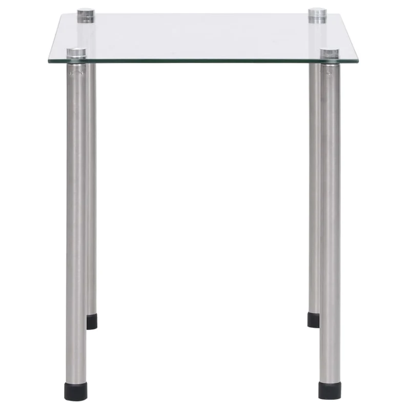 Lot de 3 tables d'appoint gigognes en verre trempé transparent et acier DEC032740