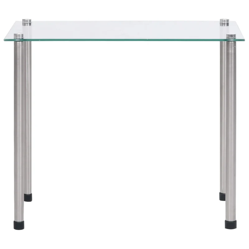 Lot de 3 tables d'appoint gigognes en verre trempé transparent et acier DEC032740
