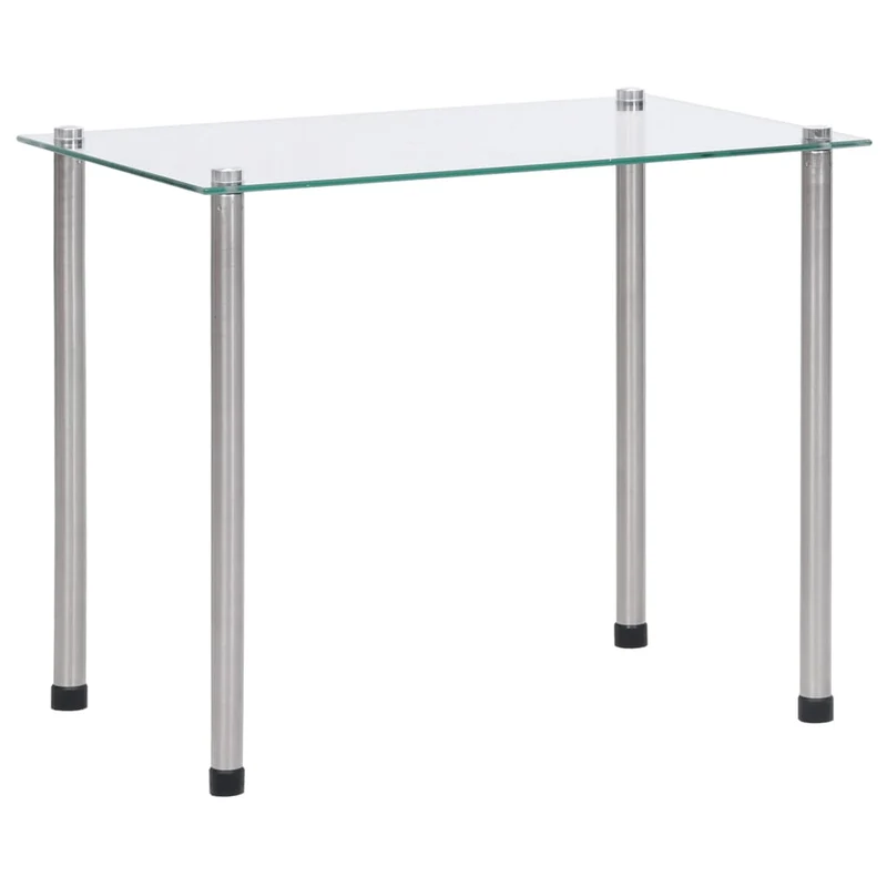 Lot de 3 tables d'appoint gigognes en verre trempé transparent et acier DEC032740