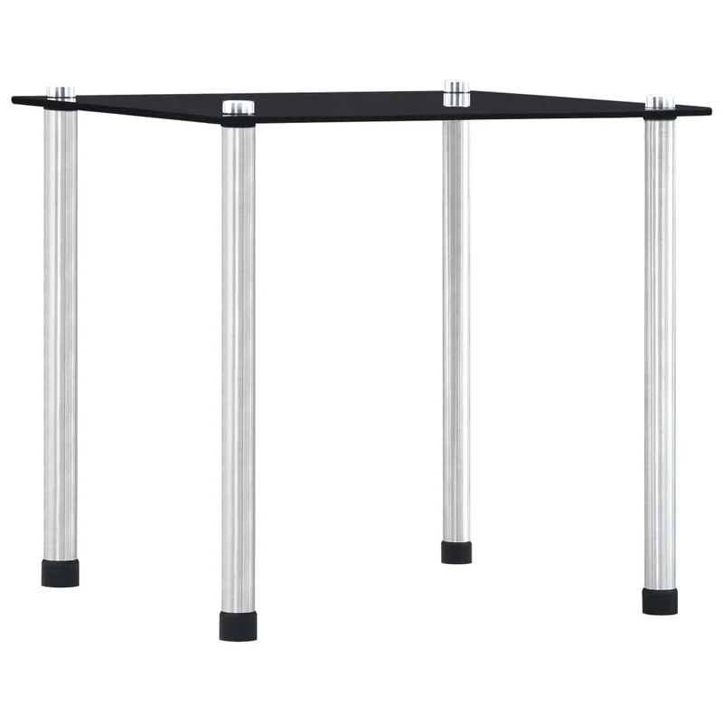 Lot de 3 tables d'appoint gigognes en verre trempé noir et acier DEC032737