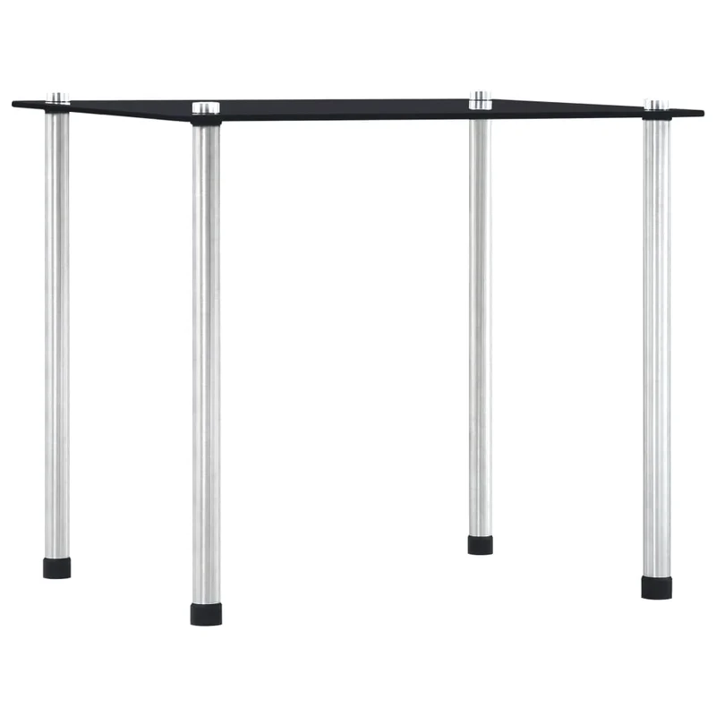 Lot de 3 tables d'appoint gigognes en verre trempé noir et acier DEC032737