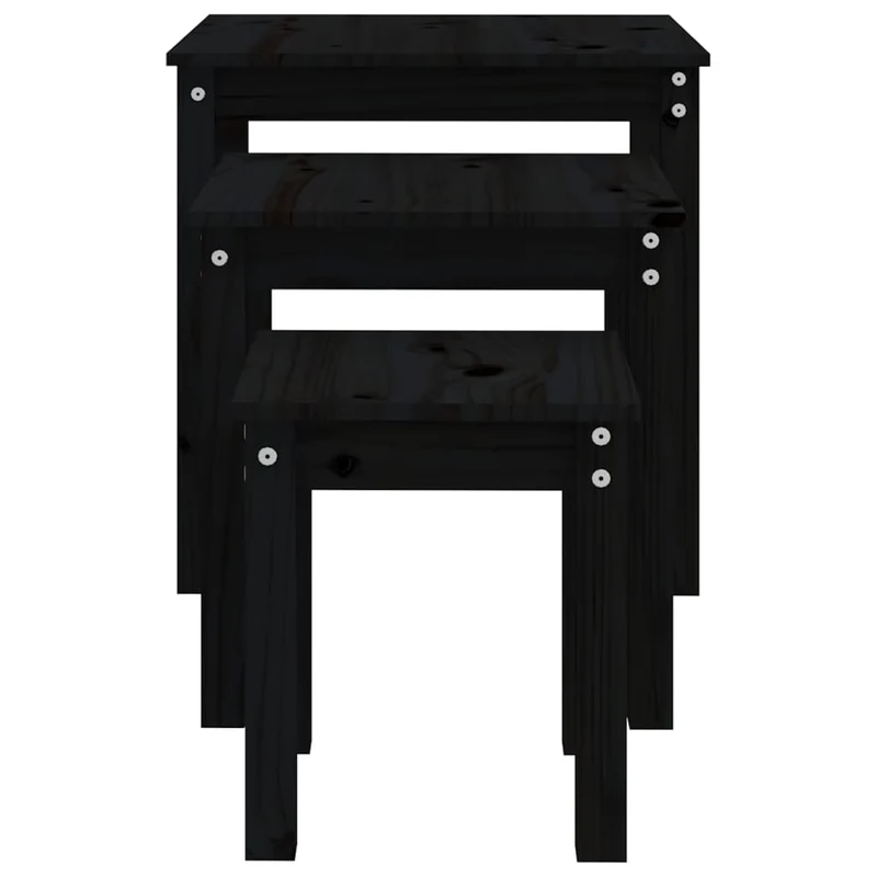 Lot de 3 tables d'appoint gigognes en bois de pin noir DEC032733