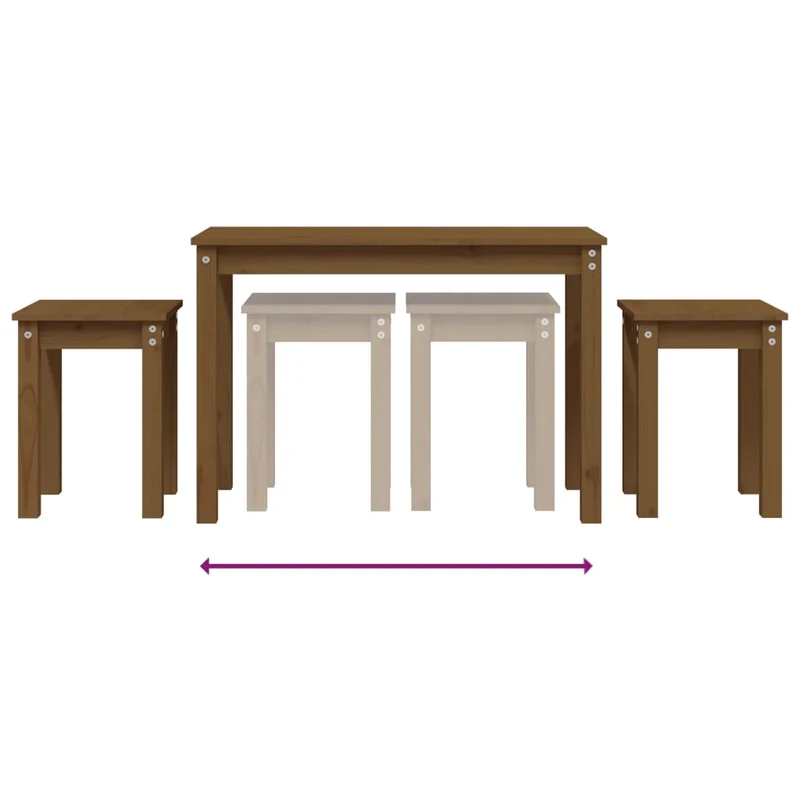 Lot de 3 tables d'appoint gigognes en bois de pin couleur marron miel DEC032727