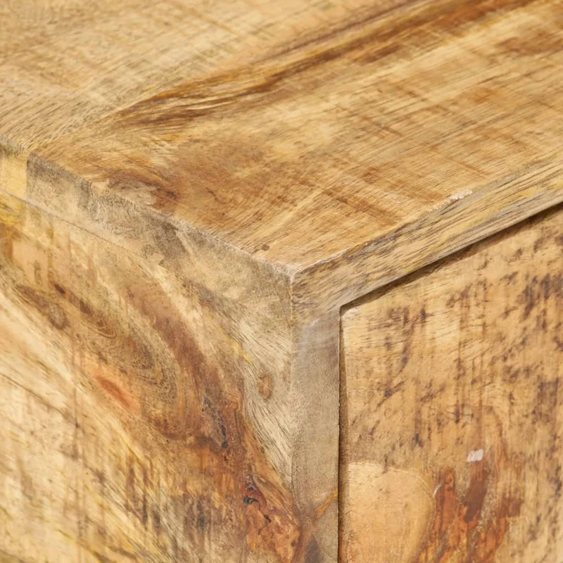 Table d'appoint bout de canapé avec tiroir en forme de U 45 x 30 x 61cm bois de manguier et acier DEC032433