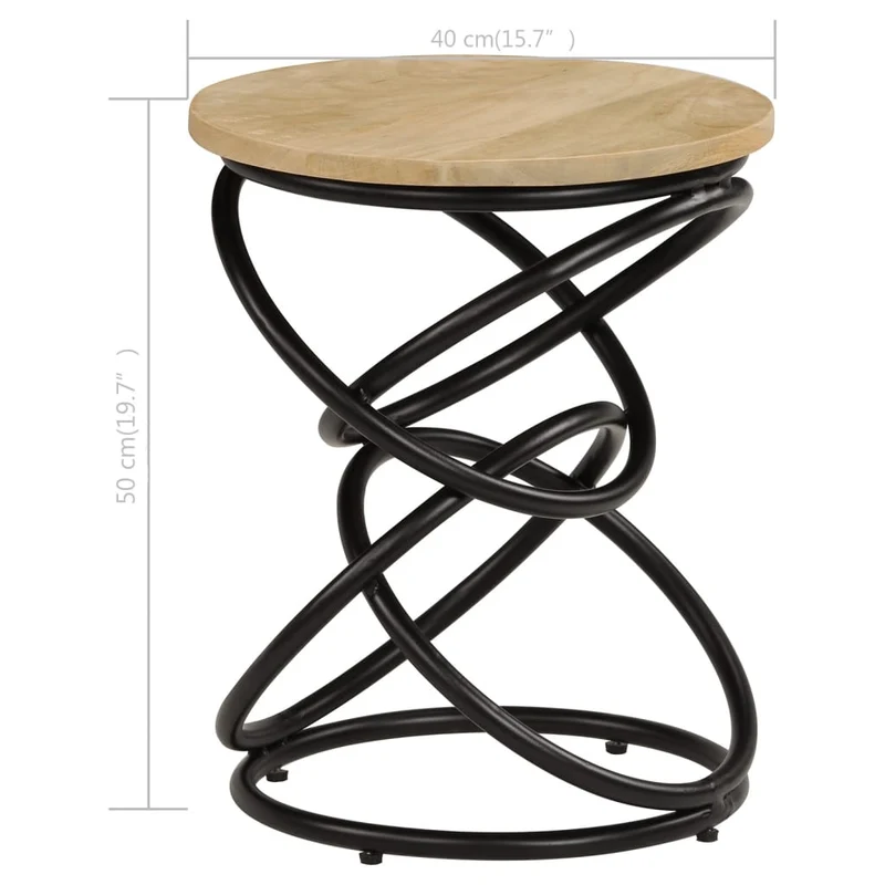 Table d'appoint support de plante 40 x 50 cm bois de manguier et fer DEC032375