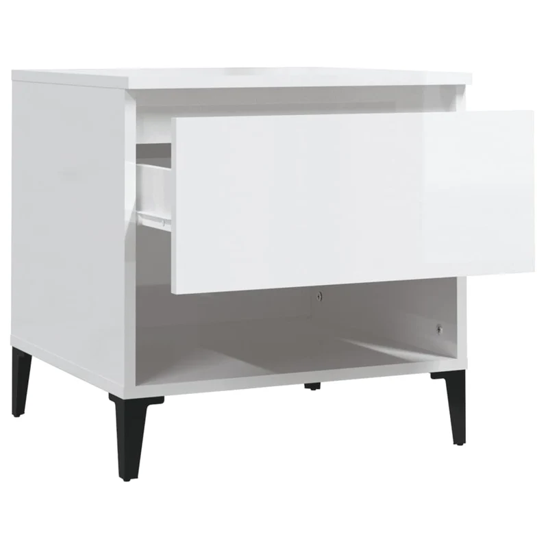 Table d'appoint avec tiroir bout de canapé 50 x 46 x 50 cm bois d'ingénierie blanc brilliant DEC032369