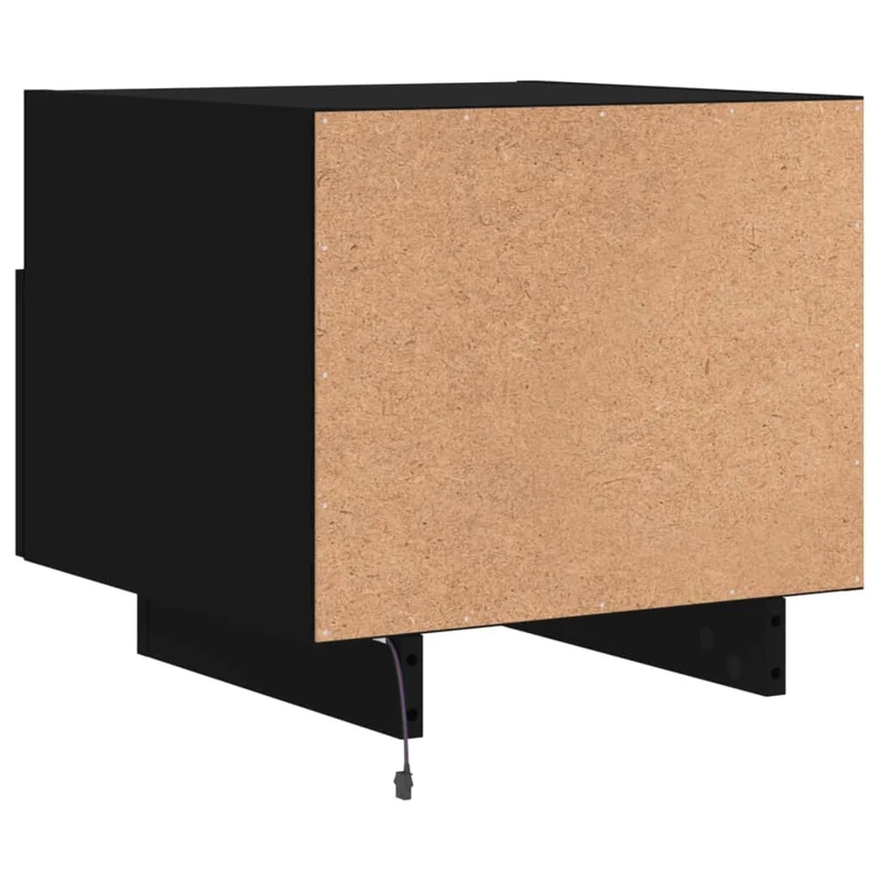 Lot de 2 tables de chevet avec tiroirs et lumières LED RVB 40 x 39 x 37 cm bois d'ingénierie noir DEC032834