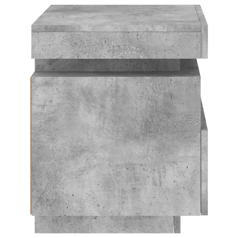Lot de 2 tables de chevet avec tiroirs et lumières LED RVB 40 x 39 x 48,5 cm en bois d'ingénierie couleur gris béton DEC032832