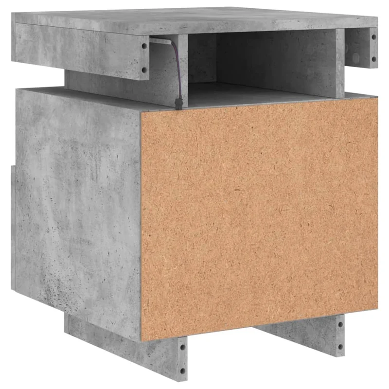 Lot de 2 tables de chevet avec tiroirs et lumières LED RVB 40 x 39 x 48,5 cm en bois d'ingénierie couleur gris béton DEC032832