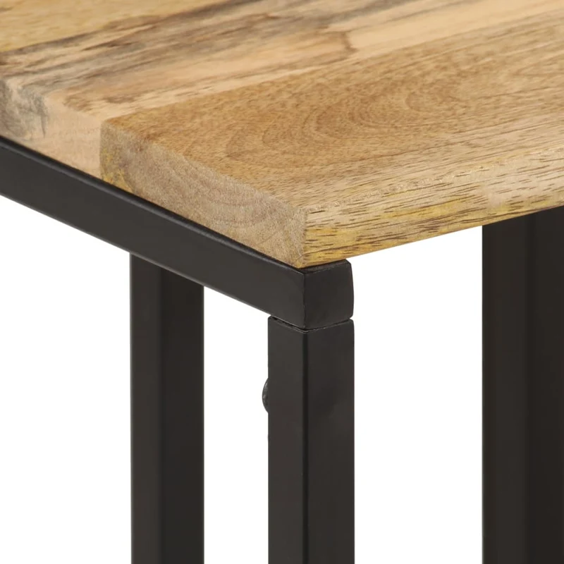 Lot de 3 tables d'appoint gigognes en bois massif d'acacia et fer DEC032707