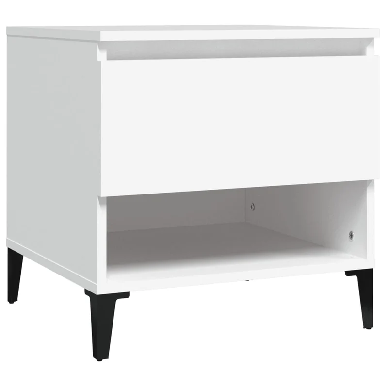 Lot de 2 tables d'appoint avec tiroir et compartiment 50 x 46 x 50 cm bois d’ingénierie blanc DEC032616