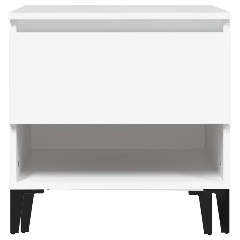 Lot de 2 tables d'appoint avec tiroir et compartiment 50 x 46 x 50 cm bois d’ingénierie blanc DEC032616