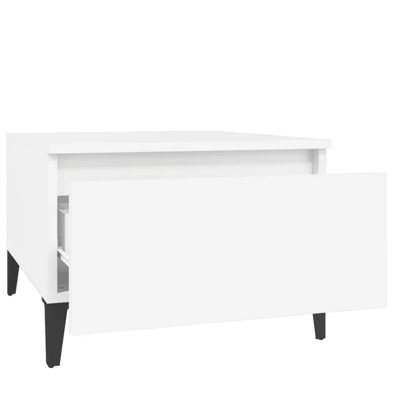 Lot de 2 tables d'appoint avec tiroir 50 x 46 x 35 cm en bois d'ingénierie blanc DEC032615