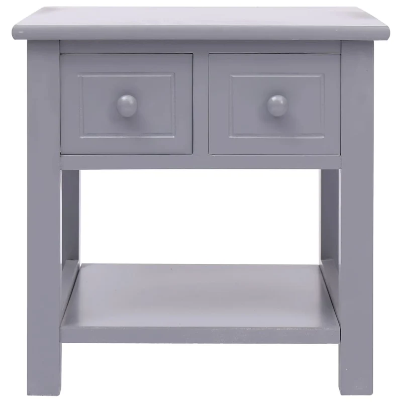 Table d'appoint bout de canapé avec tiroirs 40 x 40 x 40 cm bois de paulownia gris DEC032440